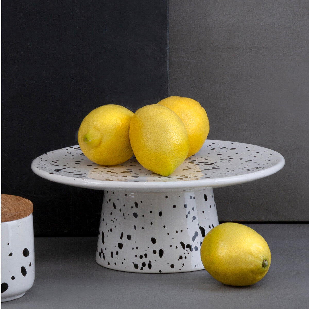 Black and White Speckled Dolomite Cake Stand