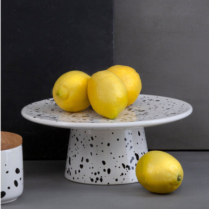 Black and White Speckled Dolomite Cake Stand