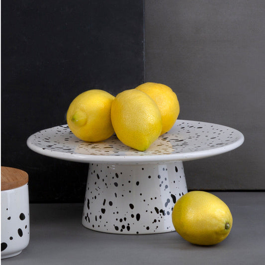 Black and White Speckled Dolomite Cake Stand