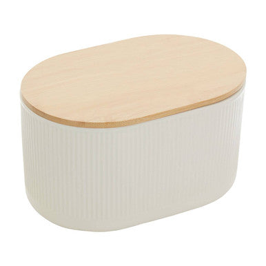 Geome Cream Bread Bin In Stoneware