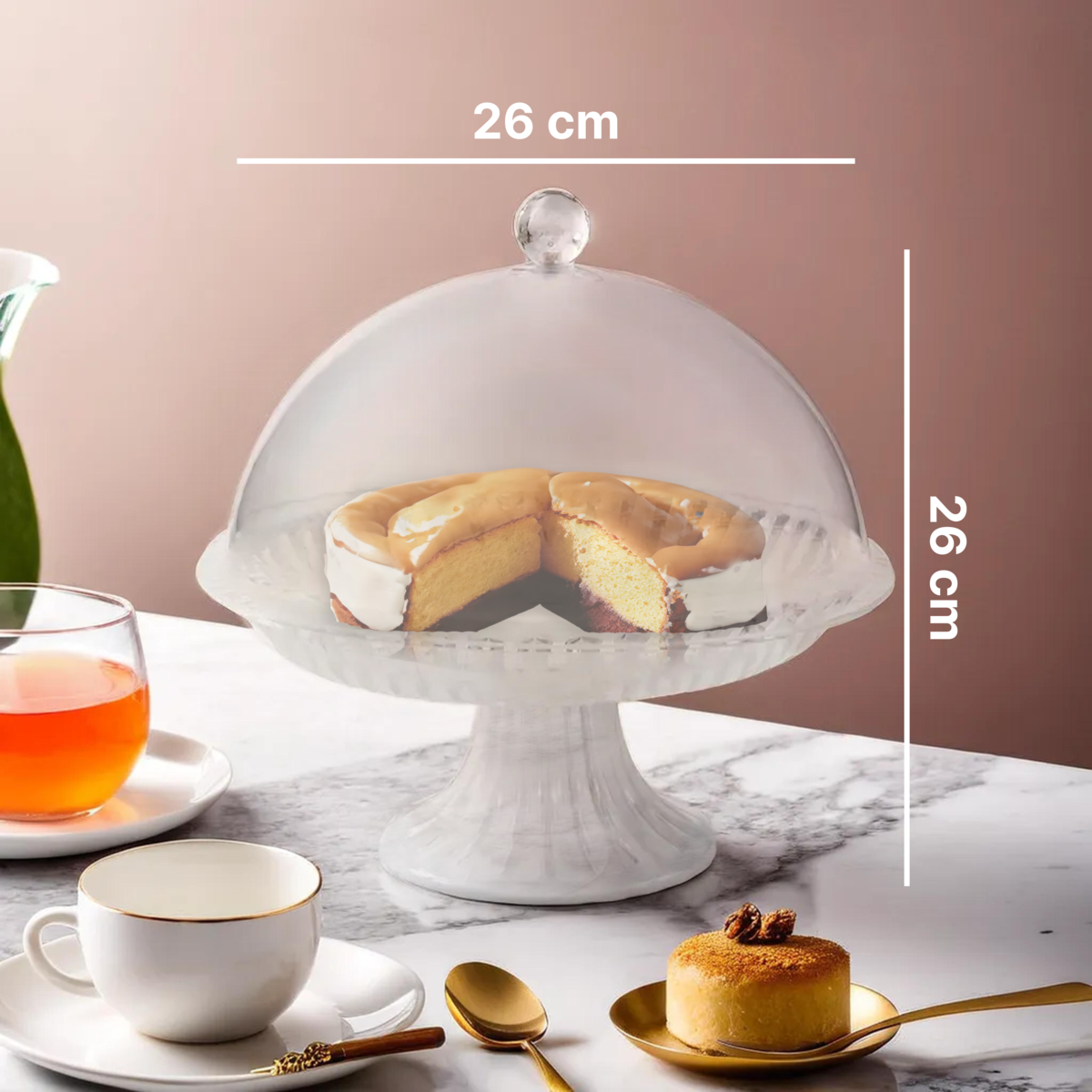 Faye Clear Acrylic Cake Stand with Dome Lid