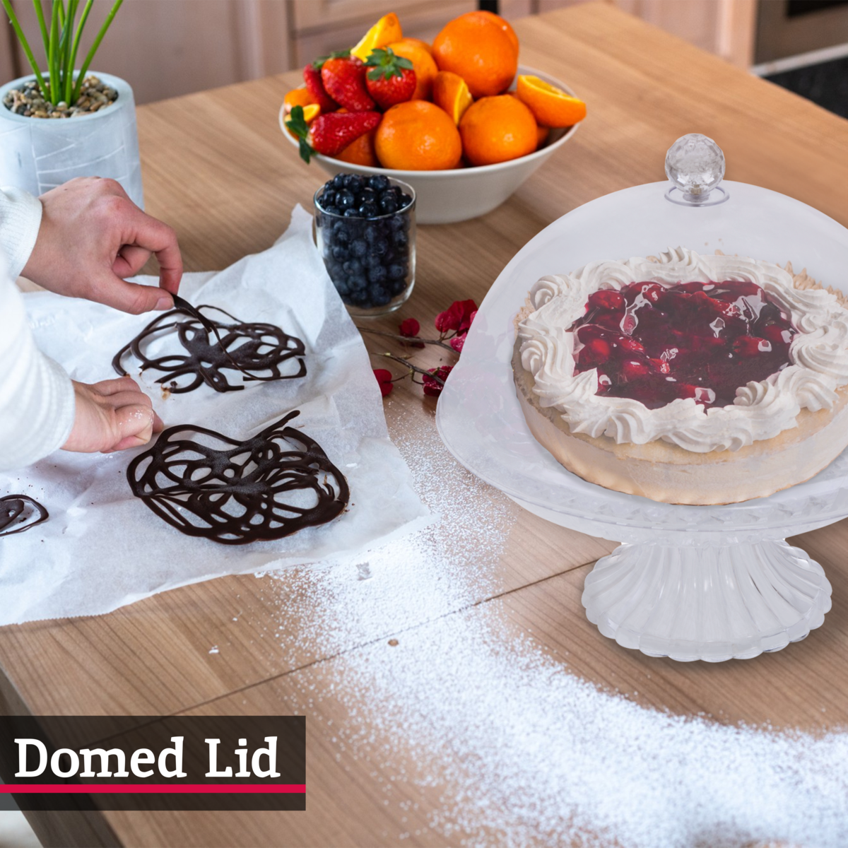 Faye Clear Acrylic Cake Stand with Dome Lid