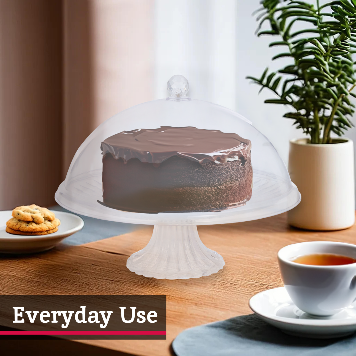 Faye Clear Acrylic Cake Stand with Dome Lid