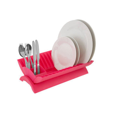 Hot Pink Dish Drainer with Cutlery Caddy | Laurie