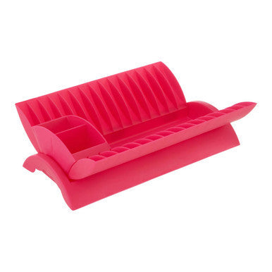 Hot Pink Dish Drainer with Cutlery Caddy | Laurie