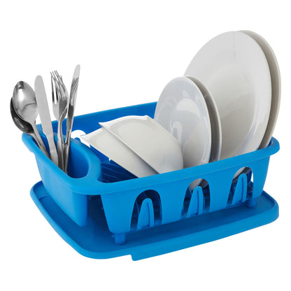 Blue Plastic Dish Drainer with Removable Tray | Laurie
