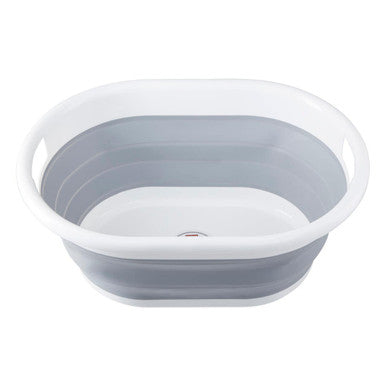 Averill Grey and White Collapsible Oval Laundry Basket, 53 x 38 cm