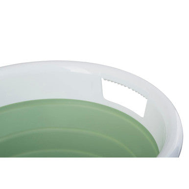Averill Oval Collapsible Laundry Basket In Green And White