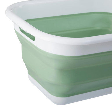 Averill Collapsible Green White Laundry Basket
