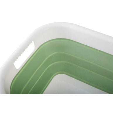 Averill Collapsible Green White Laundry Basket