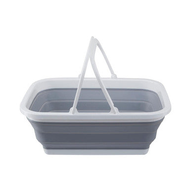 Averill Grey and White Collapsible Basket with Handles, 38 x 28 cm