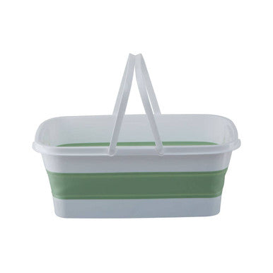Averill Collapsible Laundry Basket In Green And White