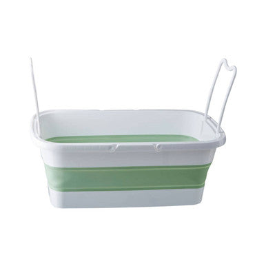 Averill Collapsible Laundry Basket In Green And White