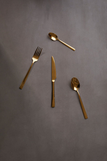 Avie Glow 16 Piece Gold Cutlery Set