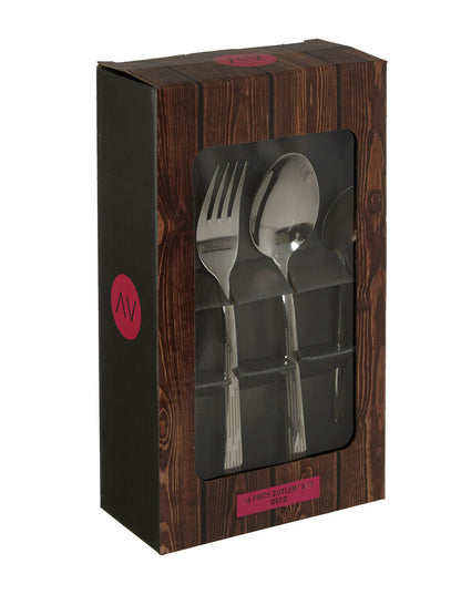 Avie 16 Piece Etched Deco Cutlery Set