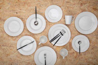 Avie 16 Piece Matte Silver And Black Cutlery Set