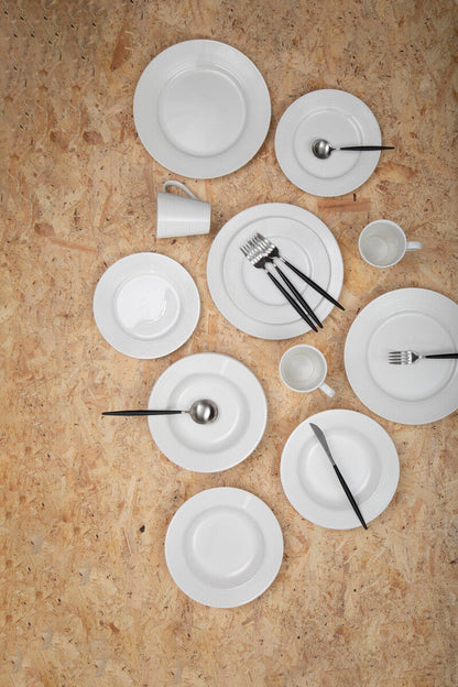 Avie 16 Piece Matte Silver And Black Cutlery Set