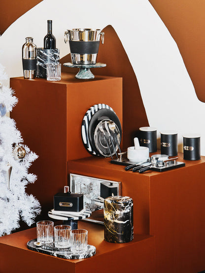 Avie 16 Piece Matte Silver And Black Cutlery Set