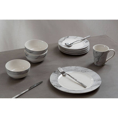 Avie 16 Piece White Faux Marble Cutlery Set