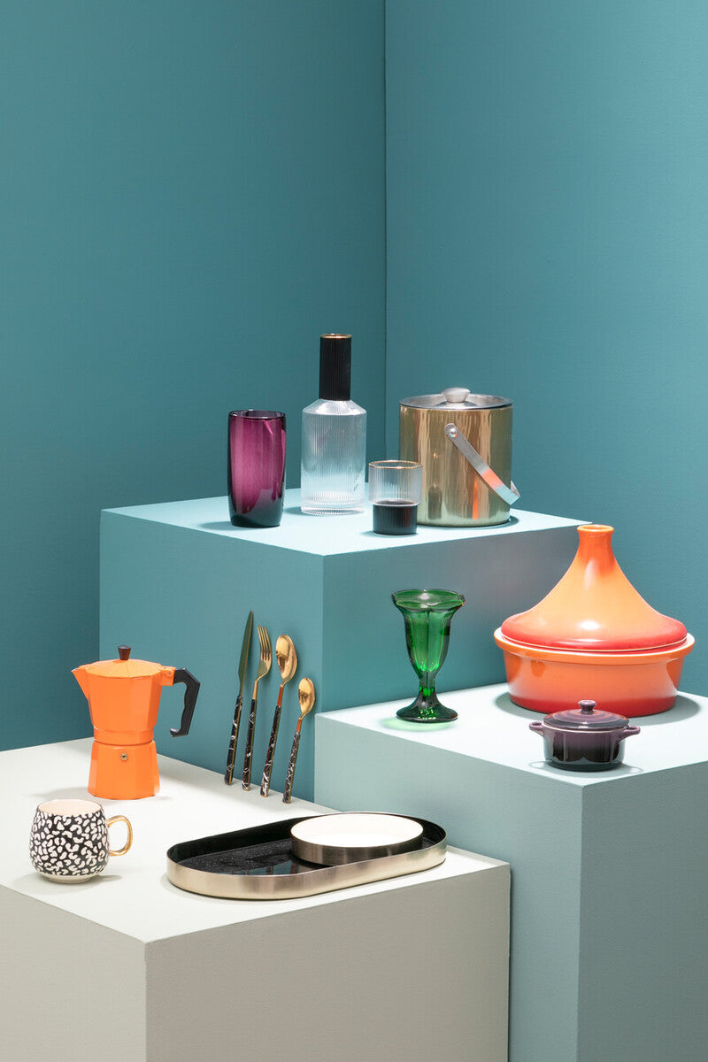 Avie 16 Piece Black Faux Marble Cutlery Set