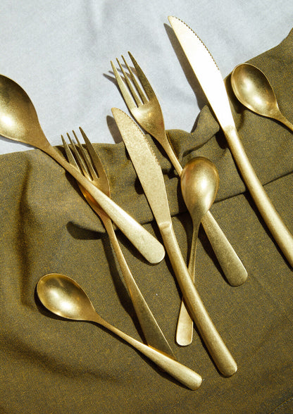 Avie 16 Piece Antique Gold Finish Cutlery Set