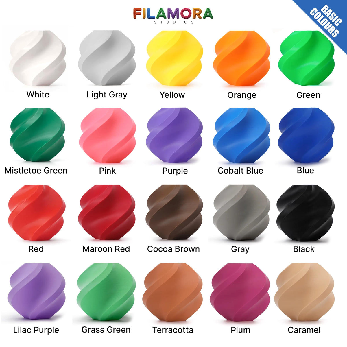 Colour swatches of various colours of 3D-Printed Skull Whisky Bottle Holder