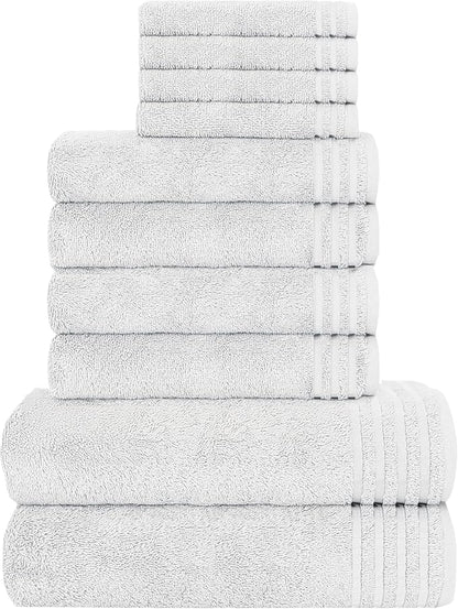 10 Piece Monaco Luxury Egyptian Cotton Towel Set 500 GSM with 4 Face Towels 4 Hand Towels 2 Bath Towels for Bathroom by OLIVIA ROCCO