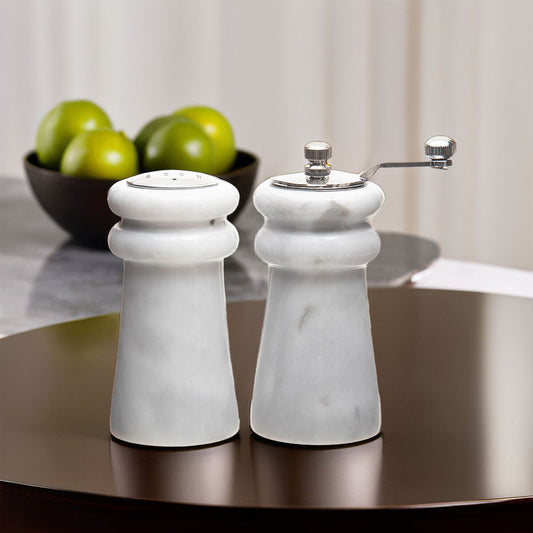 Salerno White Marble Salt & Pepper Set