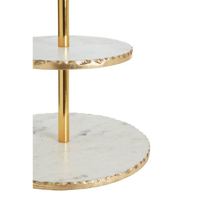 Empire 2-Tier White Marble and Gold Cake Stand