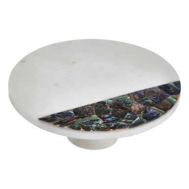 Imogen White Marble and Paua Shell Round Cake Stand