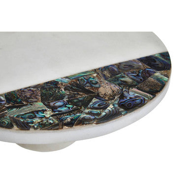 Imogen White Marble and Paua Shell Round Cake Stand
