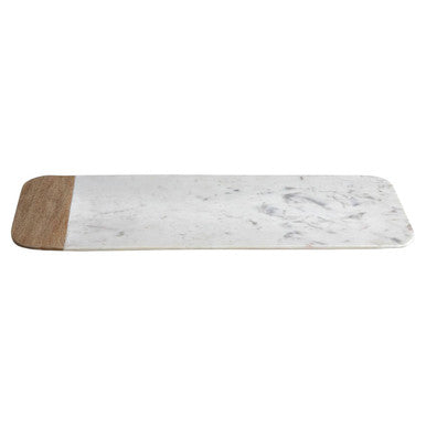 Monzaro Small White Marble And Mango Wood Serving Tray