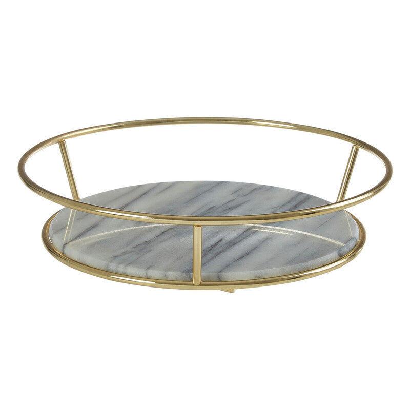 Delphine White Marble and Brass Iron Fruit Basket