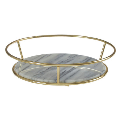 Delphine White Marble and Brass Iron Fruit Basket