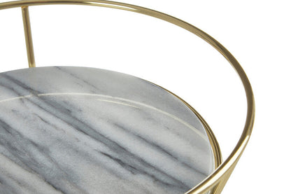 Delphine White Marble and Brass Iron Fruit Basket