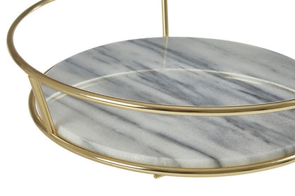 Delphine White Marble and Brass Iron Fruit Basket
