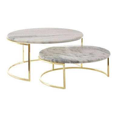 Delphine Set of 2 White Marble Cake Stands