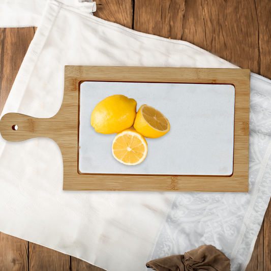 Monzaro White Marble And Bamboo Cheese Board