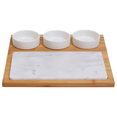 Monzaro 5 Piece White Marble And Ceramic Serving Board