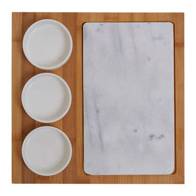 Monzaro 5 Piece White Marble And Ceramic Serving Board