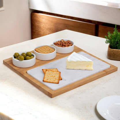 Monzaro 5 Piece White Marble And Ceramic Serving Board