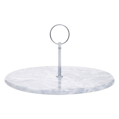 Salerno Grey Marble Cake Stand with Silver Handle