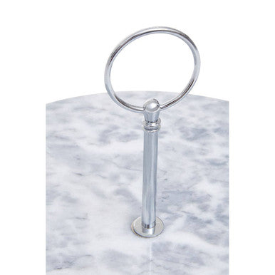 Salerno Grey Marble Cake Stand with Silver Handle