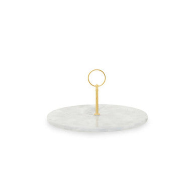 Salerno Grey Marble Cake Stand with Gold Handle