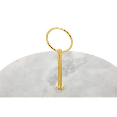 Salerno Grey Marble Cake Stand with Gold Handle