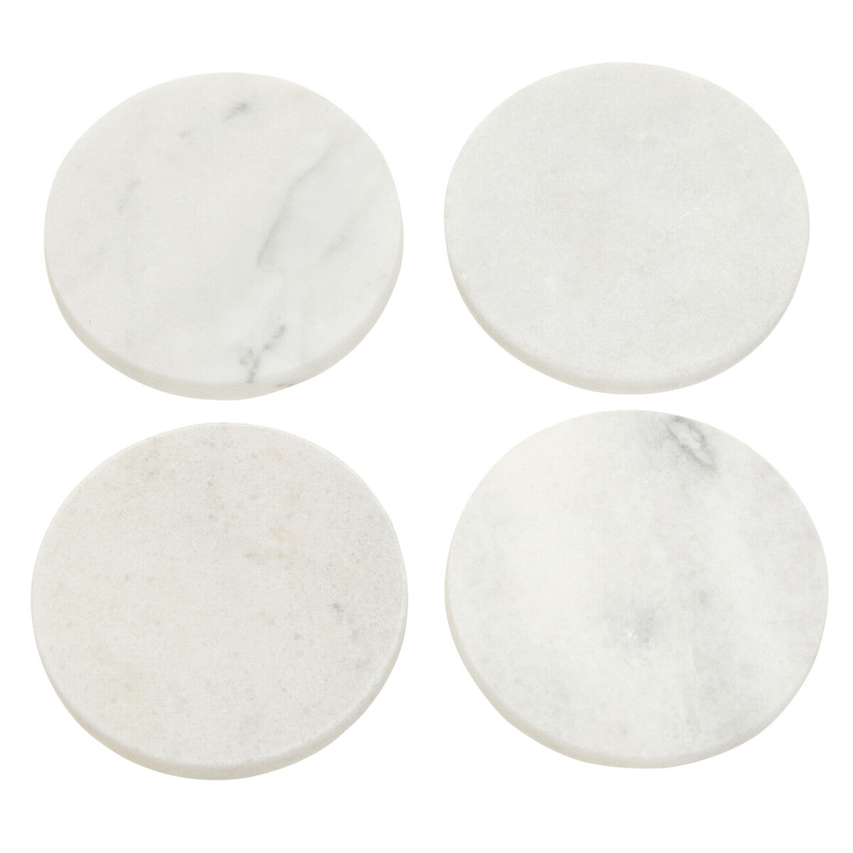 Set of 4 White Marble Round Coasters | Kindia