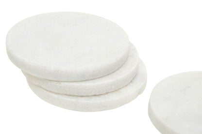 Set of 4 White Marble Round Coasters | Kindia