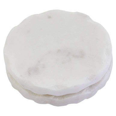 Set of Four White Marble Rustic Edge Coasters | Kindia