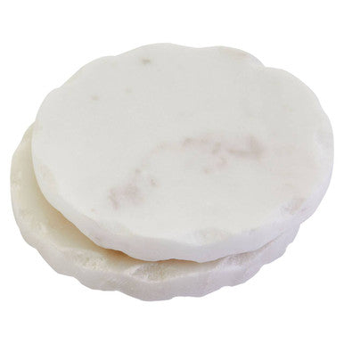 Set of Four White Marble Rustic Edge Coasters | Kindia