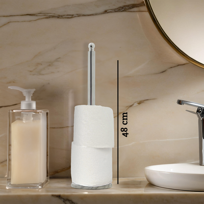 Linnea Chrome and White Marble Toilet Roll Holder